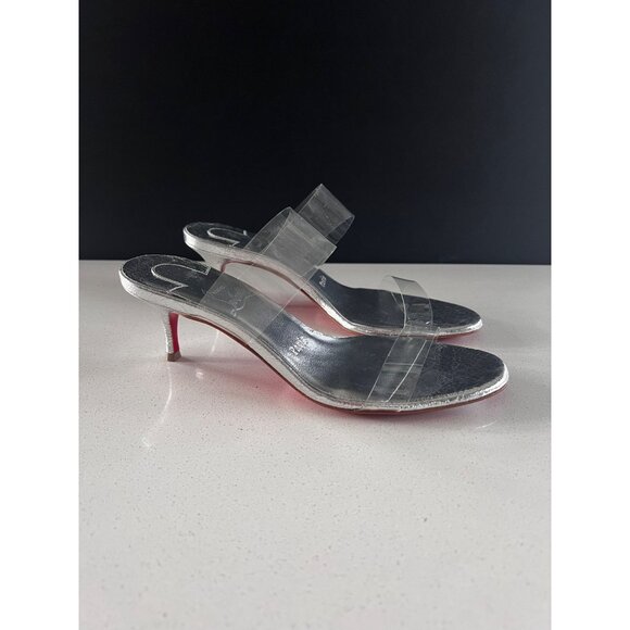 CHRISTIAN LOUBOUTIN 55mm Just Nothing Clear Slide silver heels size 36 - Picture 4 of 10